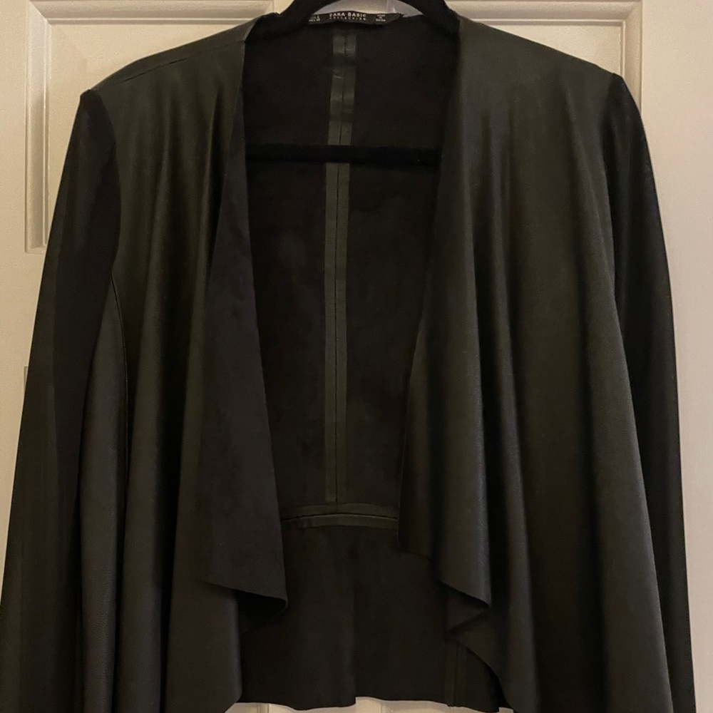 Zara pleather blazer/jacket with dee-through sleeves